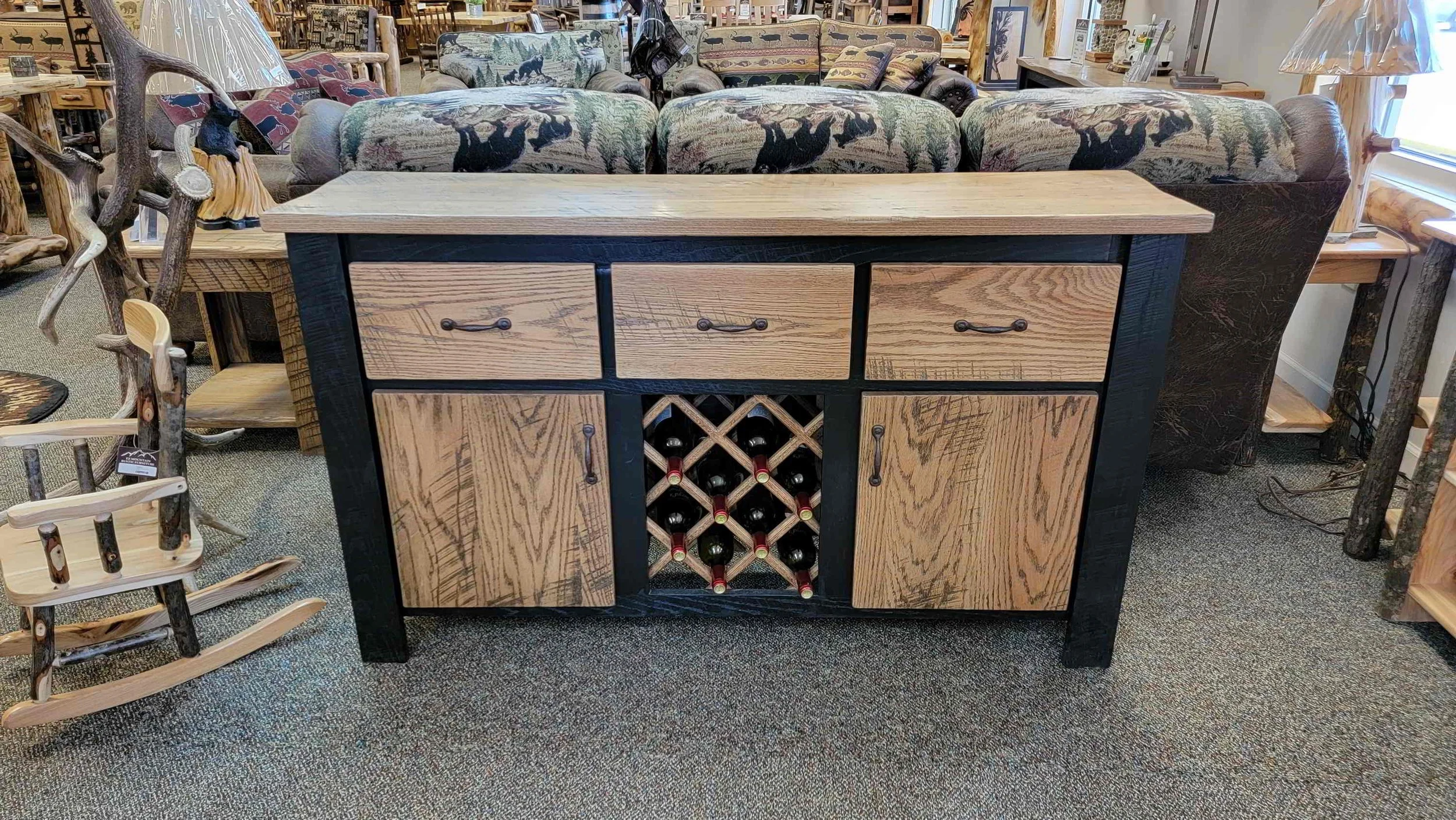 Buffet tables with wine rack sale